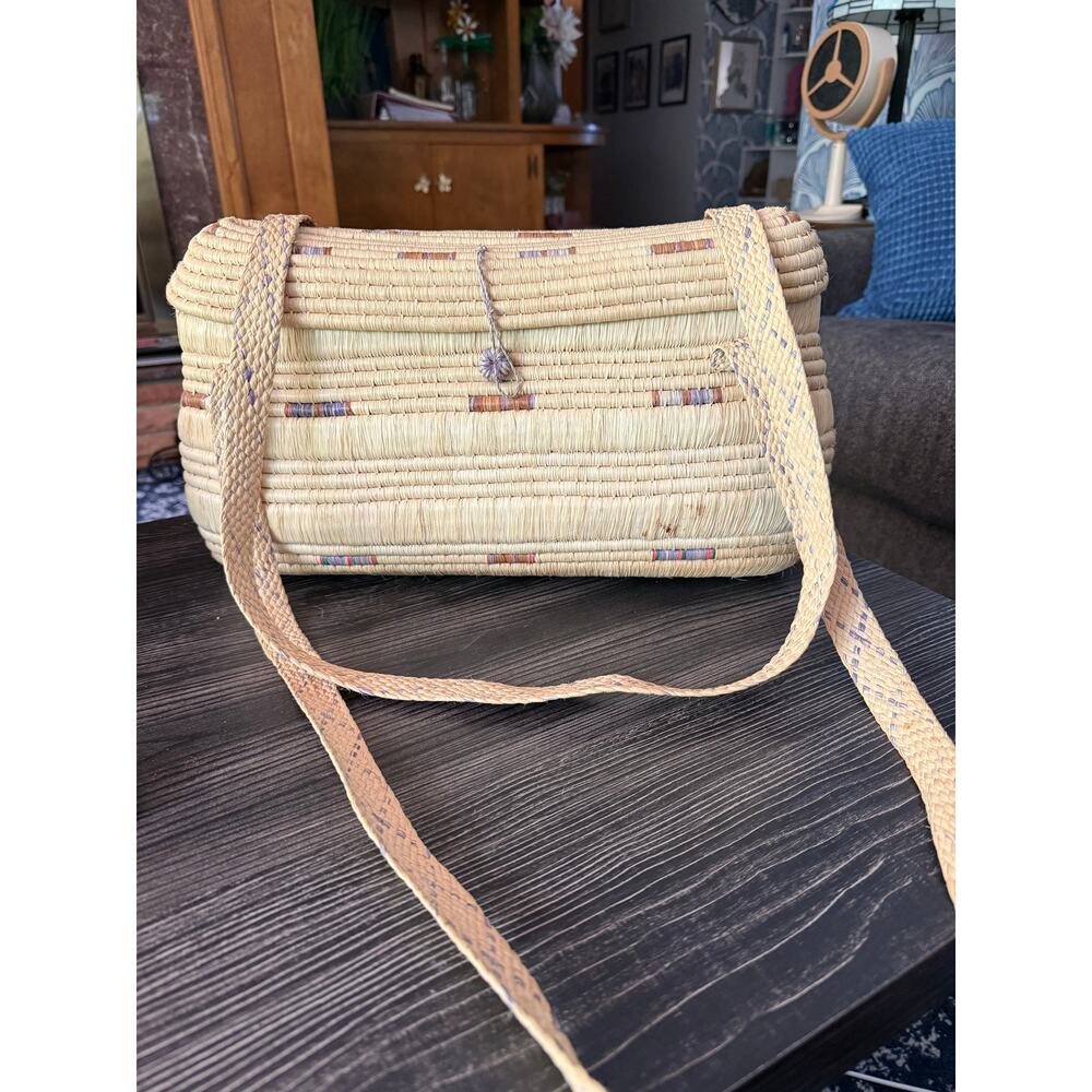 Vintage Raffia Large Structured Dropped Shoulder … - image 2